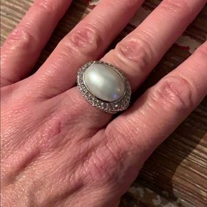Judith Ripka sterling silver pearl ring